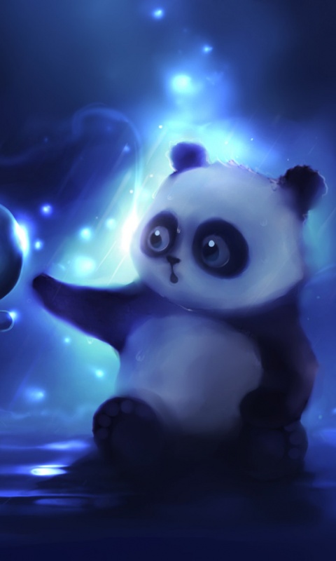 Панда и пузырек обои