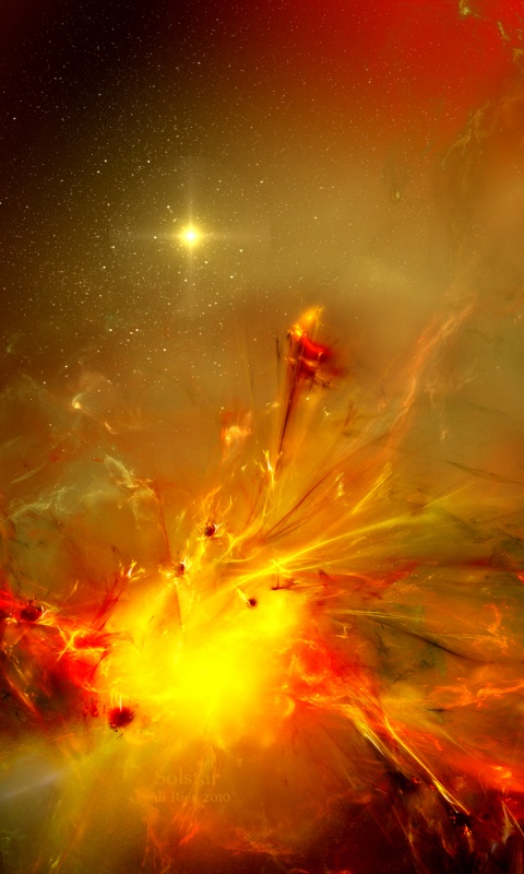 Туманность в красно-жёлтых тонах обои