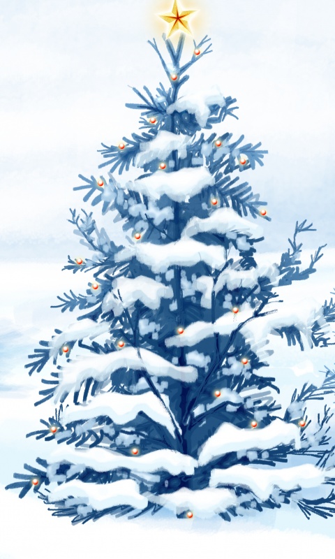 Украшенная ёлочка в лесу обои