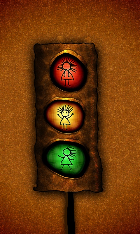 Нарисованный светофор обои