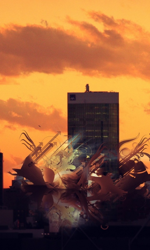 3D абстракция прямо в городе обои