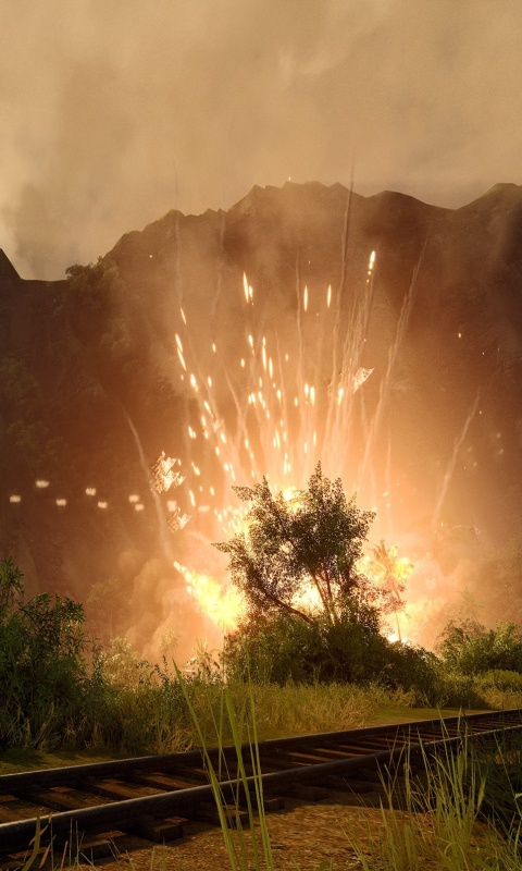 Взрыв в кустах обои