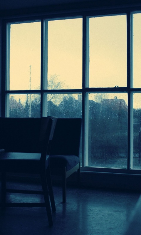 Тёмная комната и дождь за окном обои