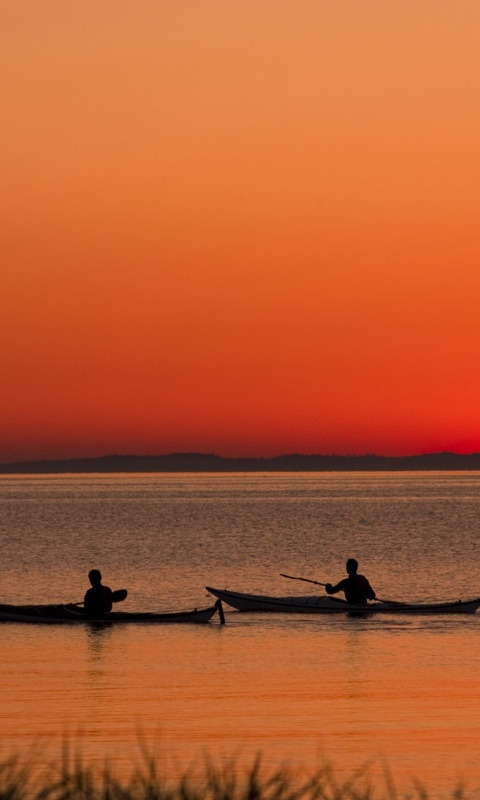 Рыбаки на лодках обои