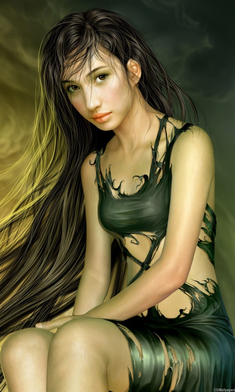 Девушка с длинными волосами обои