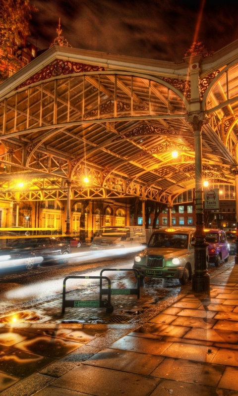 Город под фонарями обои