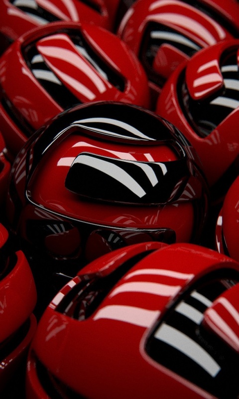 Красные объемные шарики обои