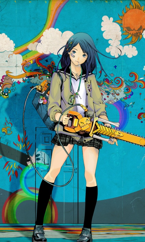 Девушка с бензопилой обои