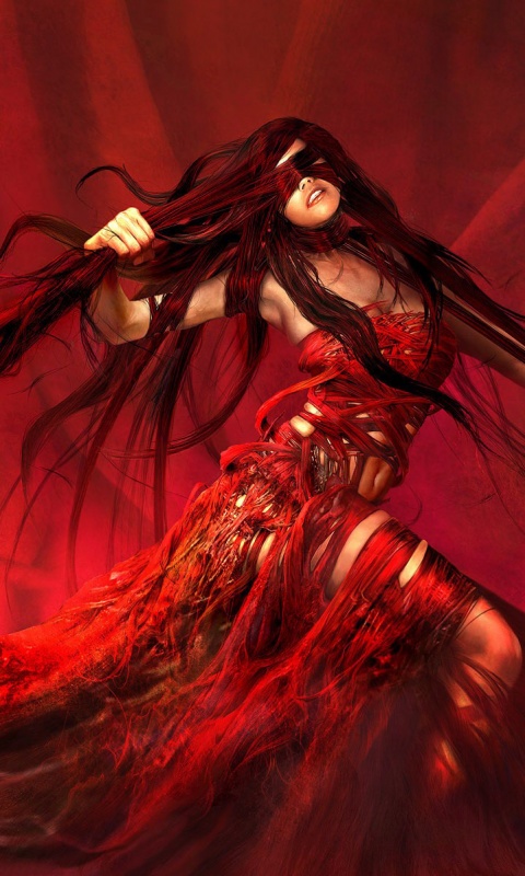 Девушка в красной мантии обои