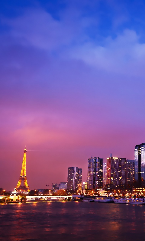 Вид на ночной Париж обои