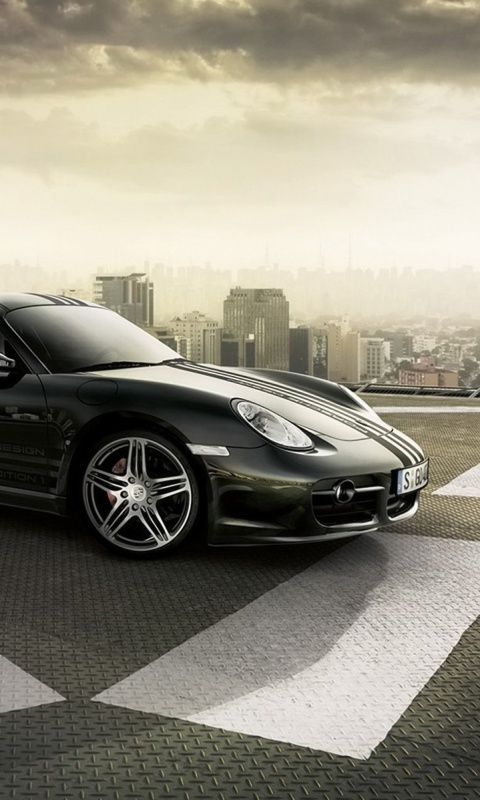 Порш на вертолетной площадке обои