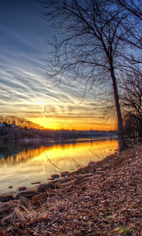 Осенний закат обои