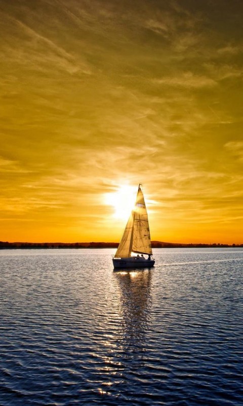 Яхта на закате обои