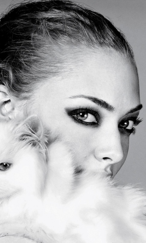 Девушка с кошкой обои