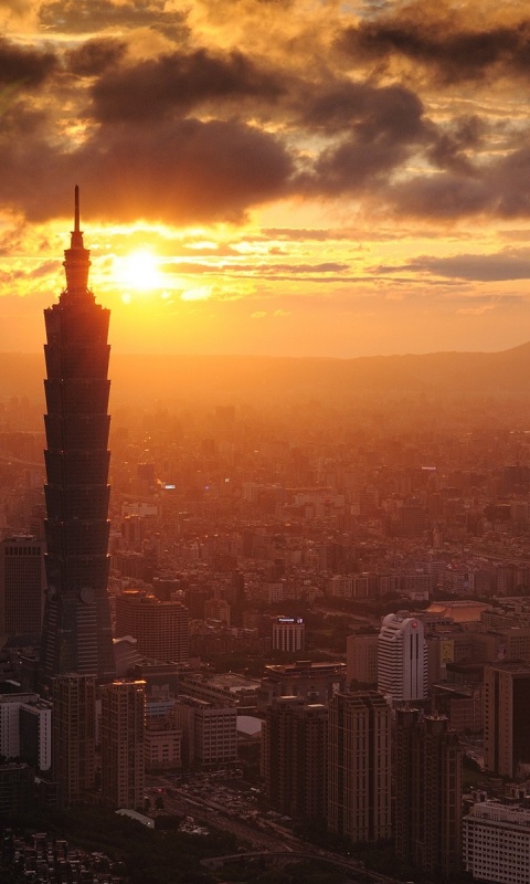 Башня на закате обои