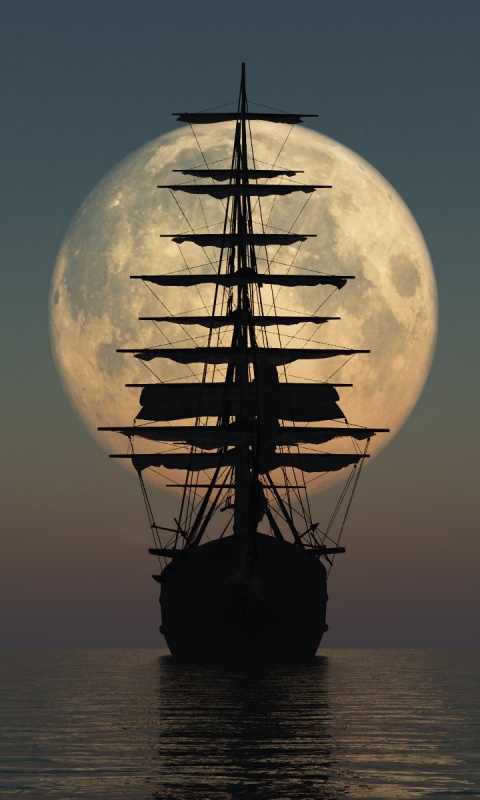 Корабль со спущенными парусами обои