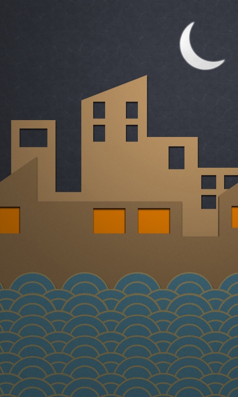 Ночной город на реке обои