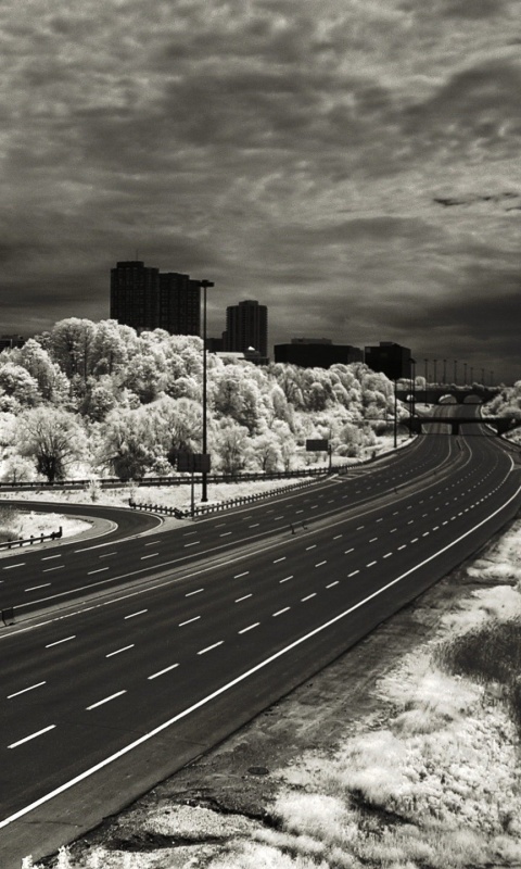 Черно-белое шоссе обои