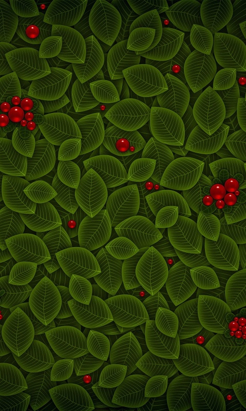 Векторные листья с ягодами обои