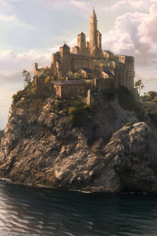 Замок на скале обои