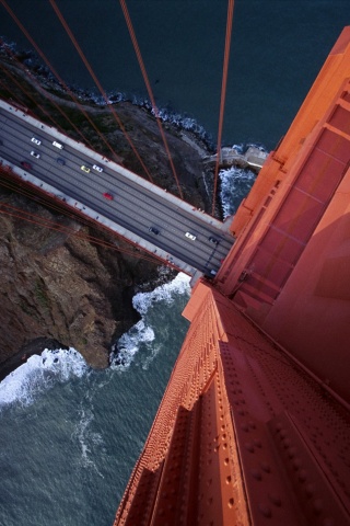 Вид в с пролета моста Золотые Ворота обои