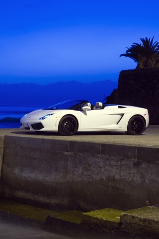 Белый кабриолет ламбо обои
