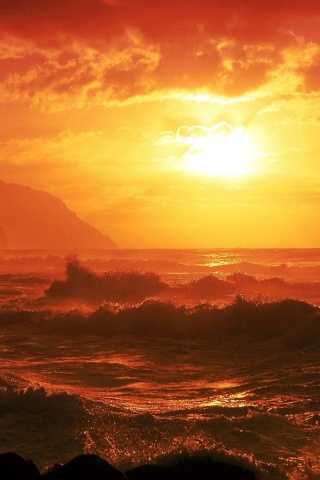 Волны на закате обои