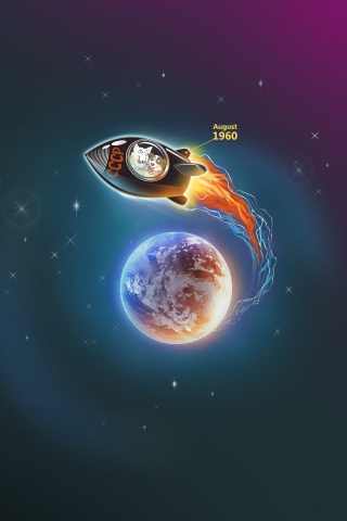 Белка и Стрелка летят в космос обои