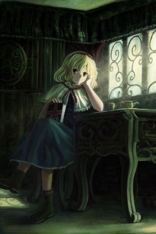 Девочка за столом с книгами обои