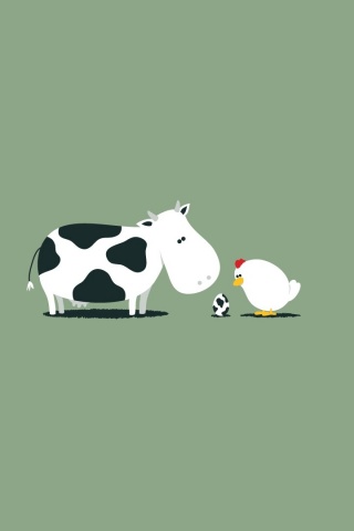 Корова + курица обои