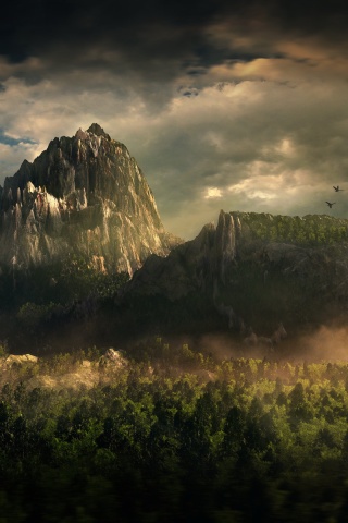 Горы посреди джунглей обои