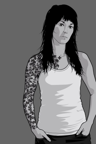 Девушка с татуировкой в виде листвы обои