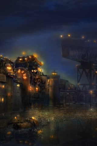 Портовые огни обои