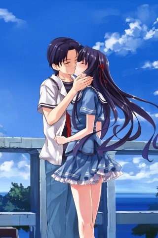 Поцелуй на набережной обои