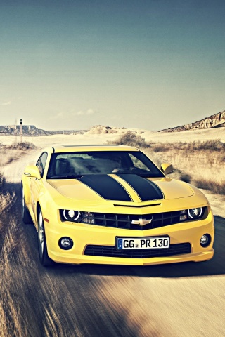 Камаро на пустынной дороге обои