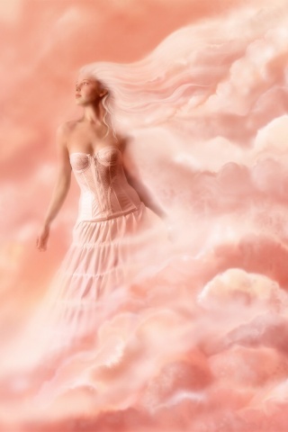 Девушка на облаках обои