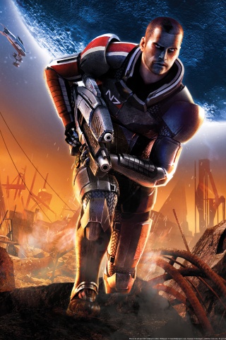 Капитан Шепард на руинах обои