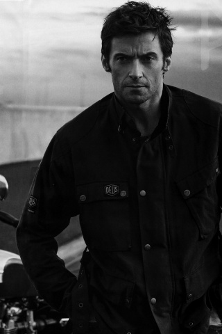 Хью Джекман с мотоциклом обои