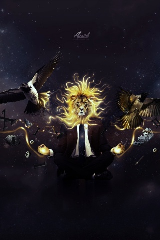 Мужчина с головой льва обои