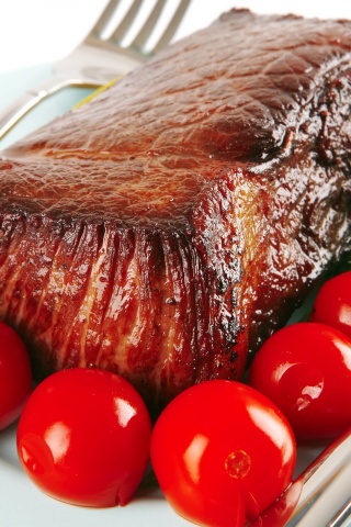 Стейк с помидорами обои