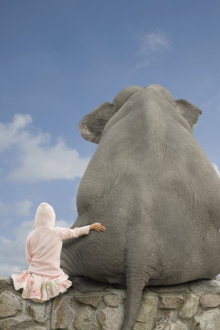 Девочка и слон обои