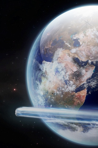 Метеорит пролетает мимо Земли обои