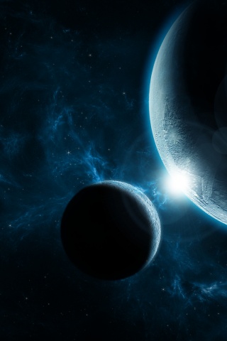 Планета и спутник обои