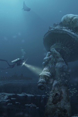 Затопленный Нью-Йорк обои