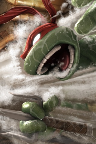 Рафаэля и Леонардо смывает водой обои