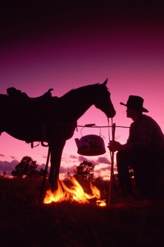Ковбой на привале обои
