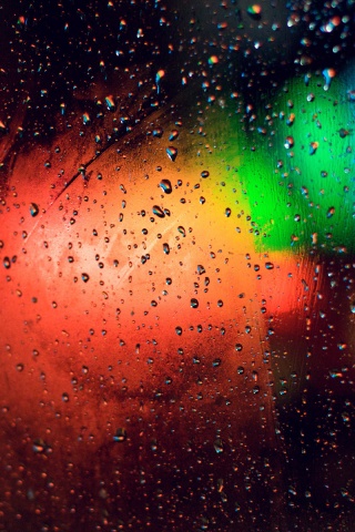 Огни за мокрым стеклом обои