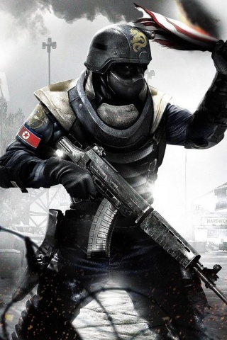 Китайский солдат жжет американский флаг обои