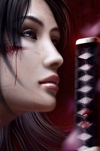 Японка с катаной обои