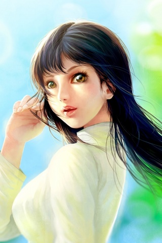 Девушка вполоборота обои